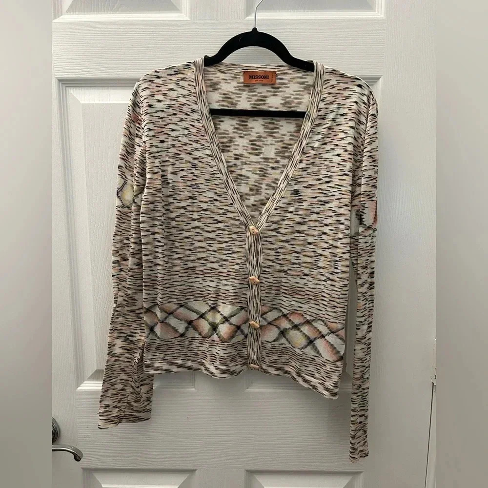 Missoni Multicolor Patterned Knit Buttoned Cardigan - Picture 2 of 6